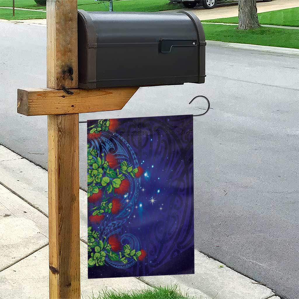 Matariki New Zealand Maori and Pohutukawa Garden Flag Galaxy Blue Sky Style