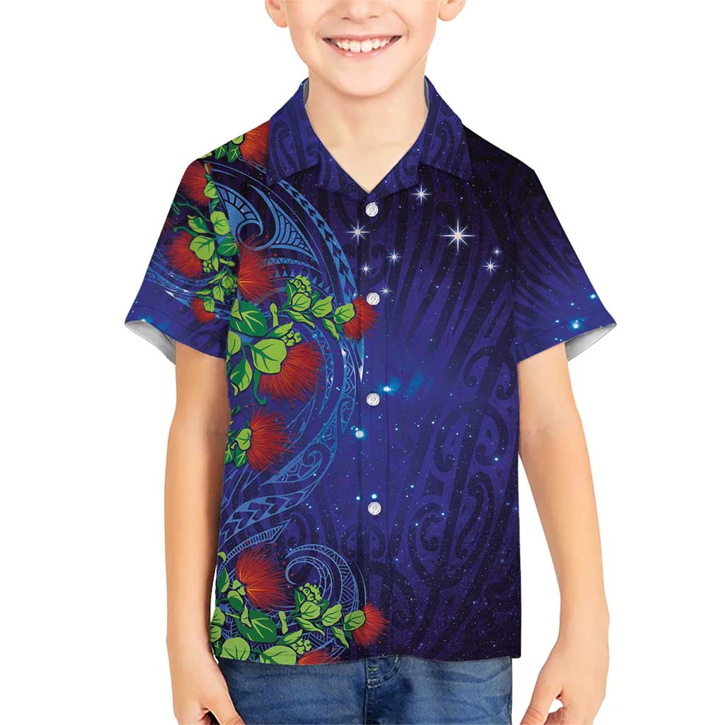 Matariki New Zealand Maori and Pohutukawa Hawaiian Shirt Galaxy Blue Sky Style