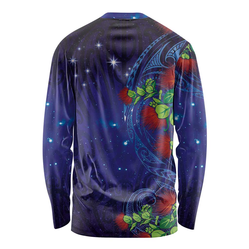 Matariki New Zealand Maori and Pohutukawa Long Sleeve Shirt Galaxy Blue Sky Style