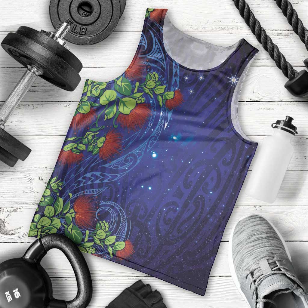 Matariki New Zealand Maori and Pohutukawa Men Tank Top Galaxy Blue Sky Style