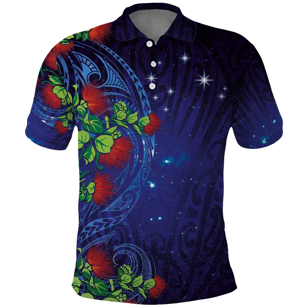 Matariki New Zealand Maori and Pohutukawa Polo Shirt Galaxy Blue Sky Style