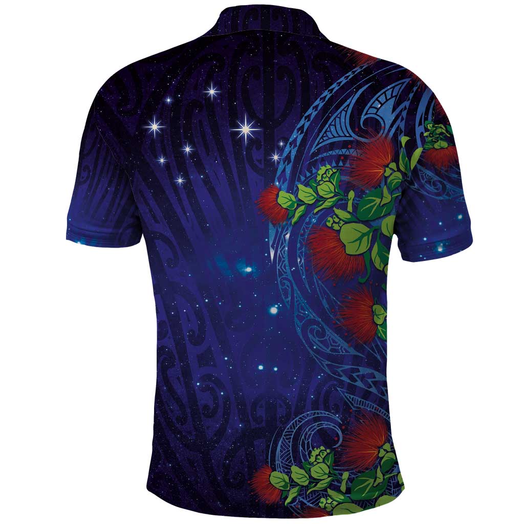 Matariki New Zealand Maori and Pohutukawa Polo Shirt Galaxy Blue Sky Style