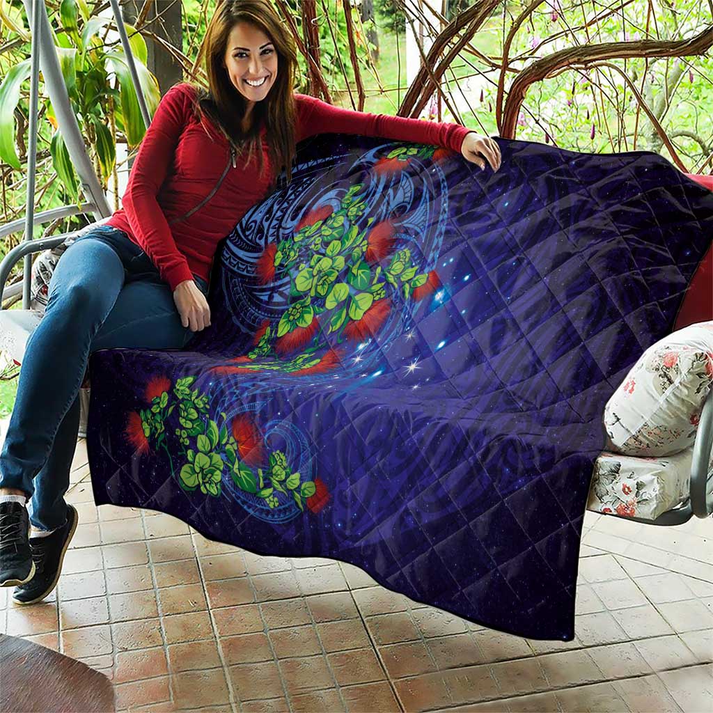 Matariki New Zealand Maori and Pohutukawa Quilt Galaxy Blue Sky Style