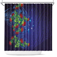 Matariki New Zealand Maori and Pohutukawa Shower Curtain Galaxy Blue Sky Style