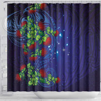 Matariki New Zealand Maori and Pohutukawa Shower Curtain Galaxy Blue Sky Style