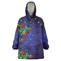 Matariki New Zealand Maori and Pohutukawa Wearable Blanket Hoodie Galaxy Blue Sky Style