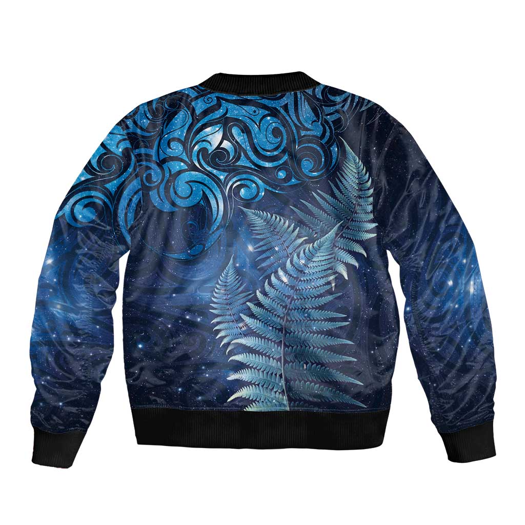 Matariki New Zealand Maori Silver Fern Bomber Jacket Galaxy Blue Sky Style