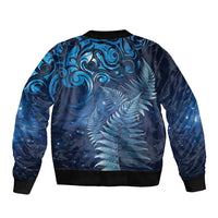 Matariki New Zealand Maori Silver Fern Bomber Jacket Galaxy Blue Sky Style