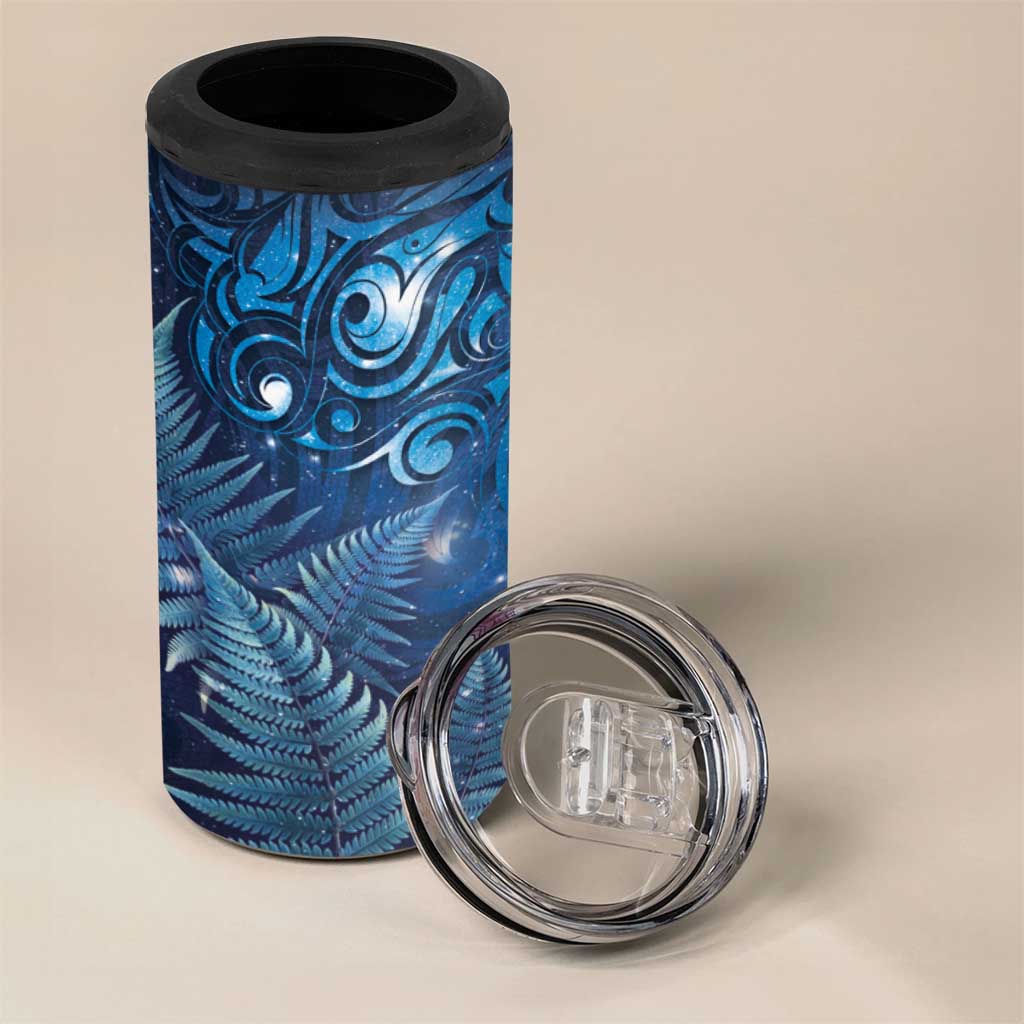 Matariki New Zealand Maori Silver Fern 4 in 1 Can Cooler Tumbler Galaxy Blue Sky Style