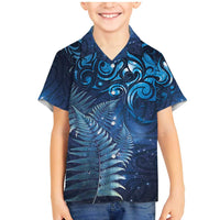 Matariki New Zealand Maori Silver Fern Family Matching Mermaid Dress and Hawaiian Shirt Galaxy Blue Sky Style