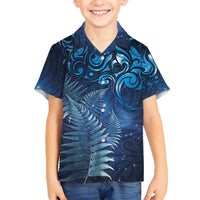 Matariki New Zealand Maori Silver Fern Family Matching Off Shoulder Short Dress and Hawaiian Shirt Galaxy Blue Sky Style