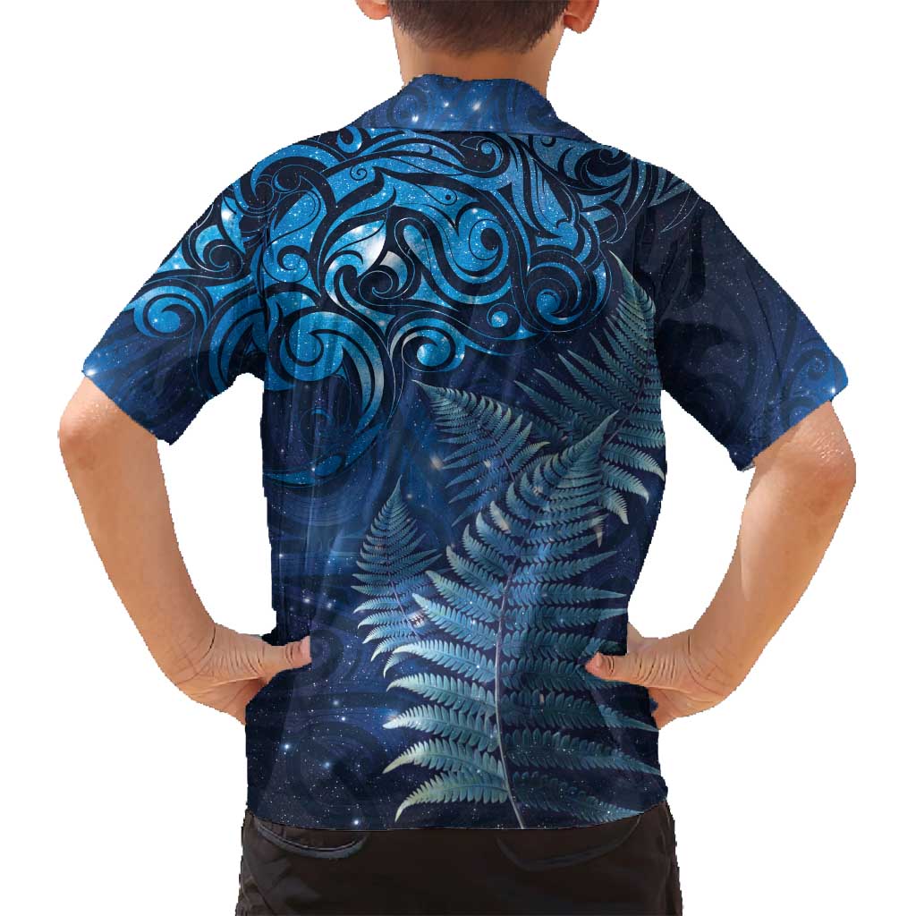 Matariki New Zealand Maori Silver Fern Family Matching Puletasi and Hawaiian Shirt Galaxy Blue Sky Style