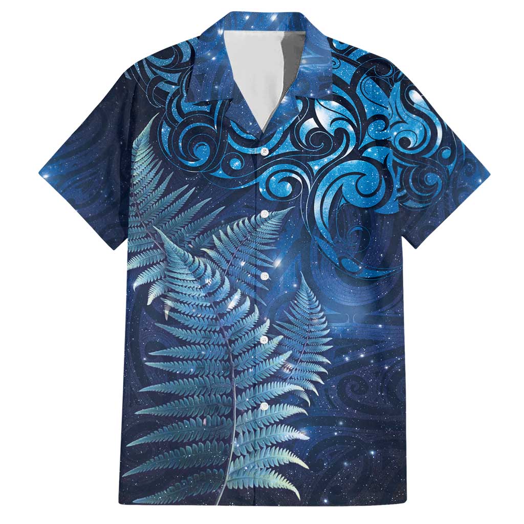 Matariki New Zealand Maori Silver Fern Family Matching Short Sleeve Bodycon Dress and Hawaiian Shirt Galaxy Blue Sky Style