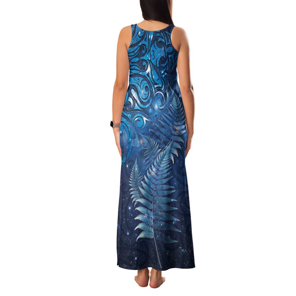 Matariki New Zealand Maori Silver Fern Family Matching Tank Maxi Dress and Hawaiian Shirt Galaxy Blue Sky Style