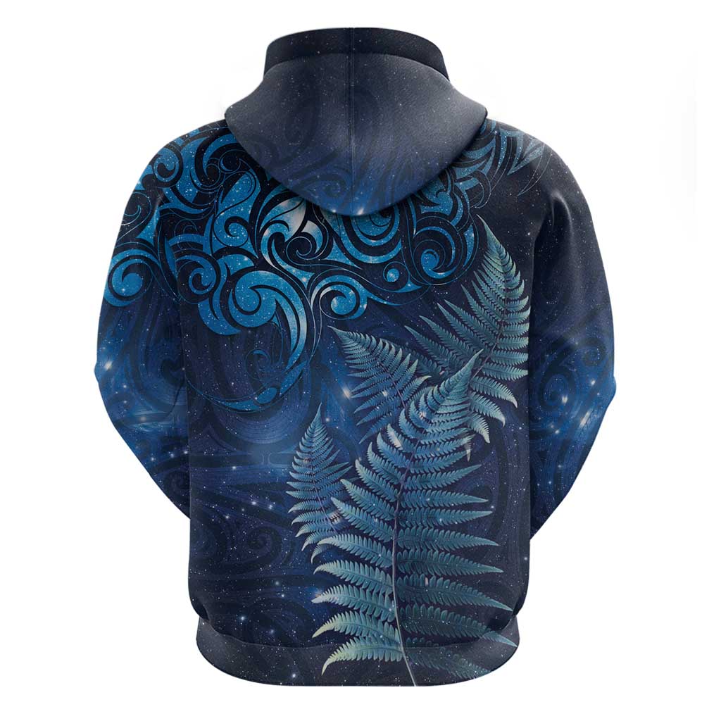 Matariki New Zealand Maori Silver Fern Hoodie Galaxy Blue Sky Style