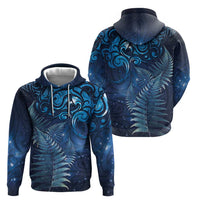 Matariki New Zealand Maori Silver Fern Hoodie Galaxy Blue Sky Style