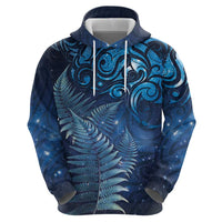Matariki New Zealand Maori Silver Fern Hoodie Galaxy Blue Sky Style
