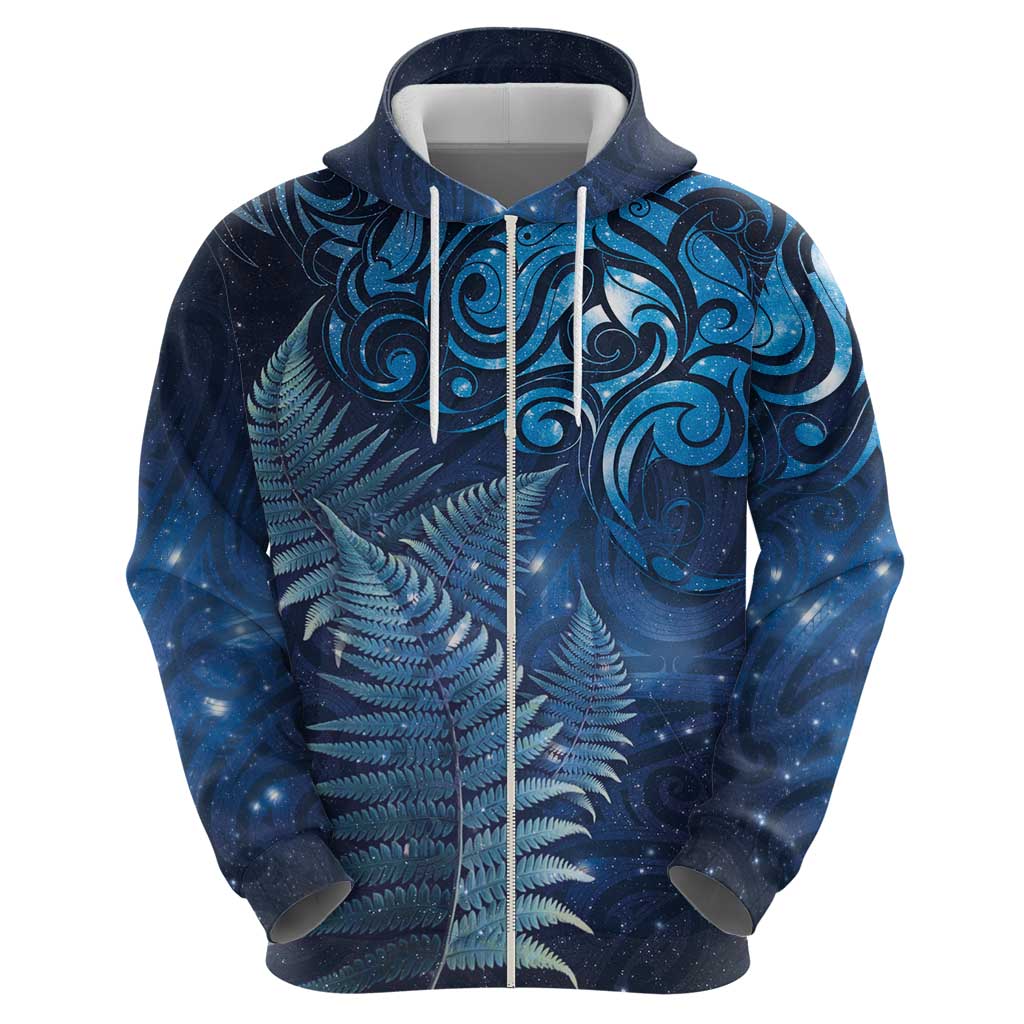 Matariki New Zealand Maori Silver Fern Hoodie Galaxy Blue Sky Style