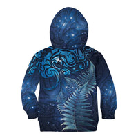 Matariki New Zealand Maori Silver Fern Kid Hoodie Galaxy Blue Sky Style