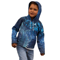 Matariki New Zealand Maori Silver Fern Kid Hoodie Galaxy Blue Sky Style