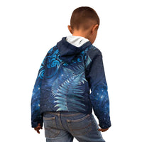Matariki New Zealand Maori Silver Fern Kid Hoodie Galaxy Blue Sky Style