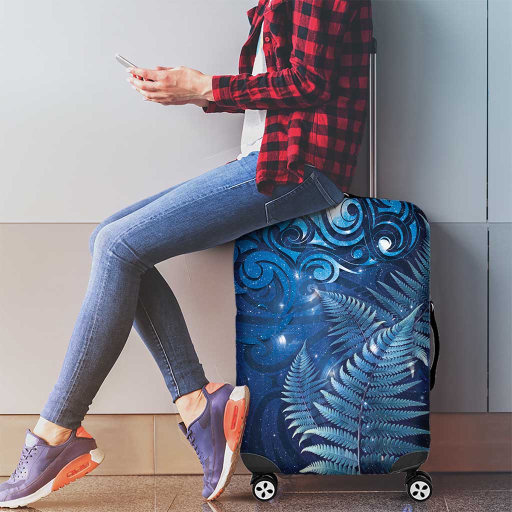Matariki New Zealand Maori Silver Fern Luggage Cover Galaxy Blue Sky Style