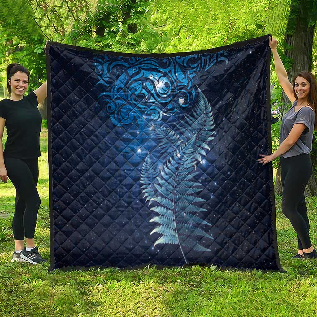 Matariki New Zealand Maori Silver Fern Quilt Galaxy Blue Sky Style
