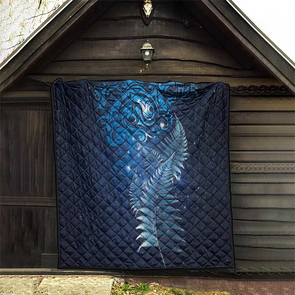 Matariki New Zealand Maori Silver Fern Quilt Galaxy Blue Sky Style