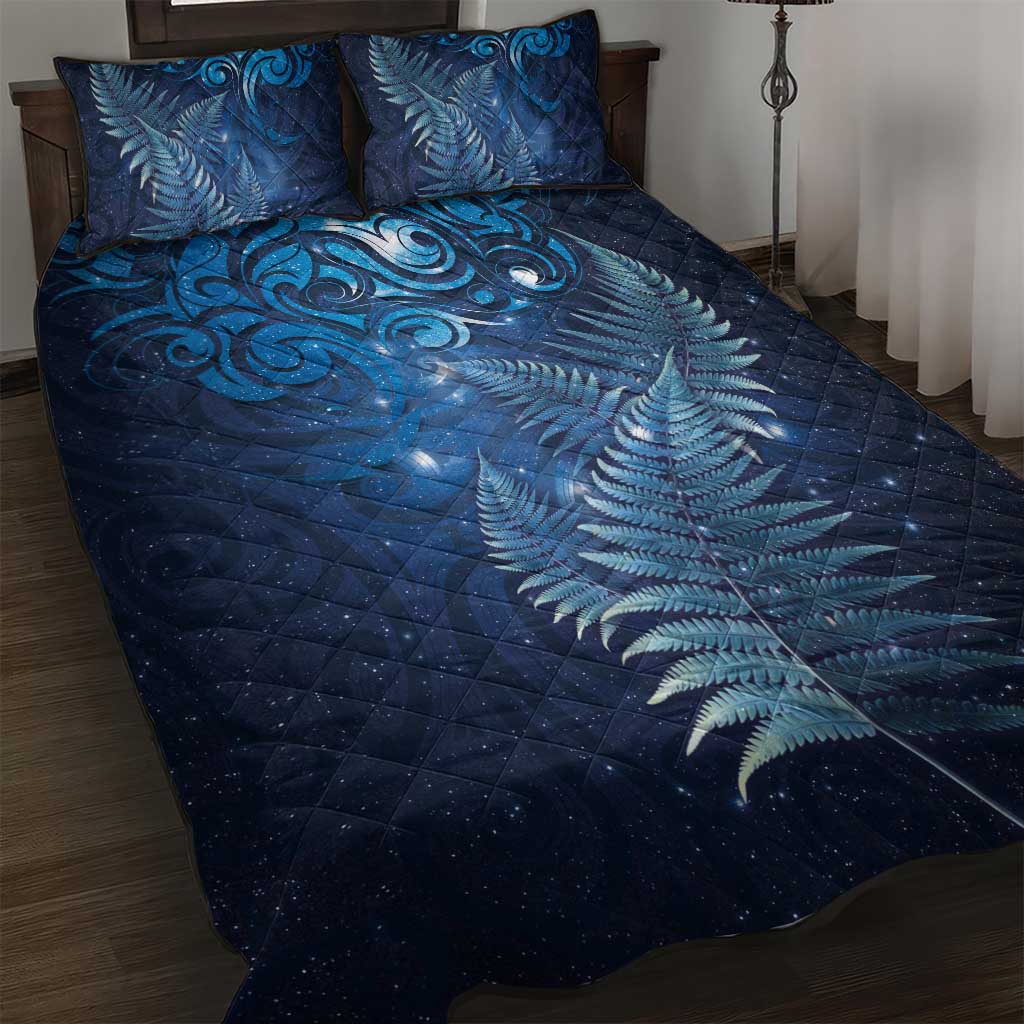 Matariki New Zealand Maori Silver Fern Quilt Bed Set Galaxy Blue Sky Style