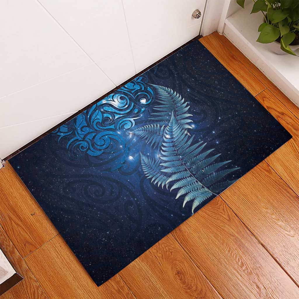 Matariki New Zealand Maori Silver Fern Rubber Doormat Galaxy Blue Sky Style