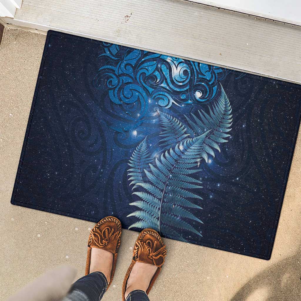 Matariki New Zealand Maori Silver Fern Rubber Doormat Galaxy Blue Sky Style