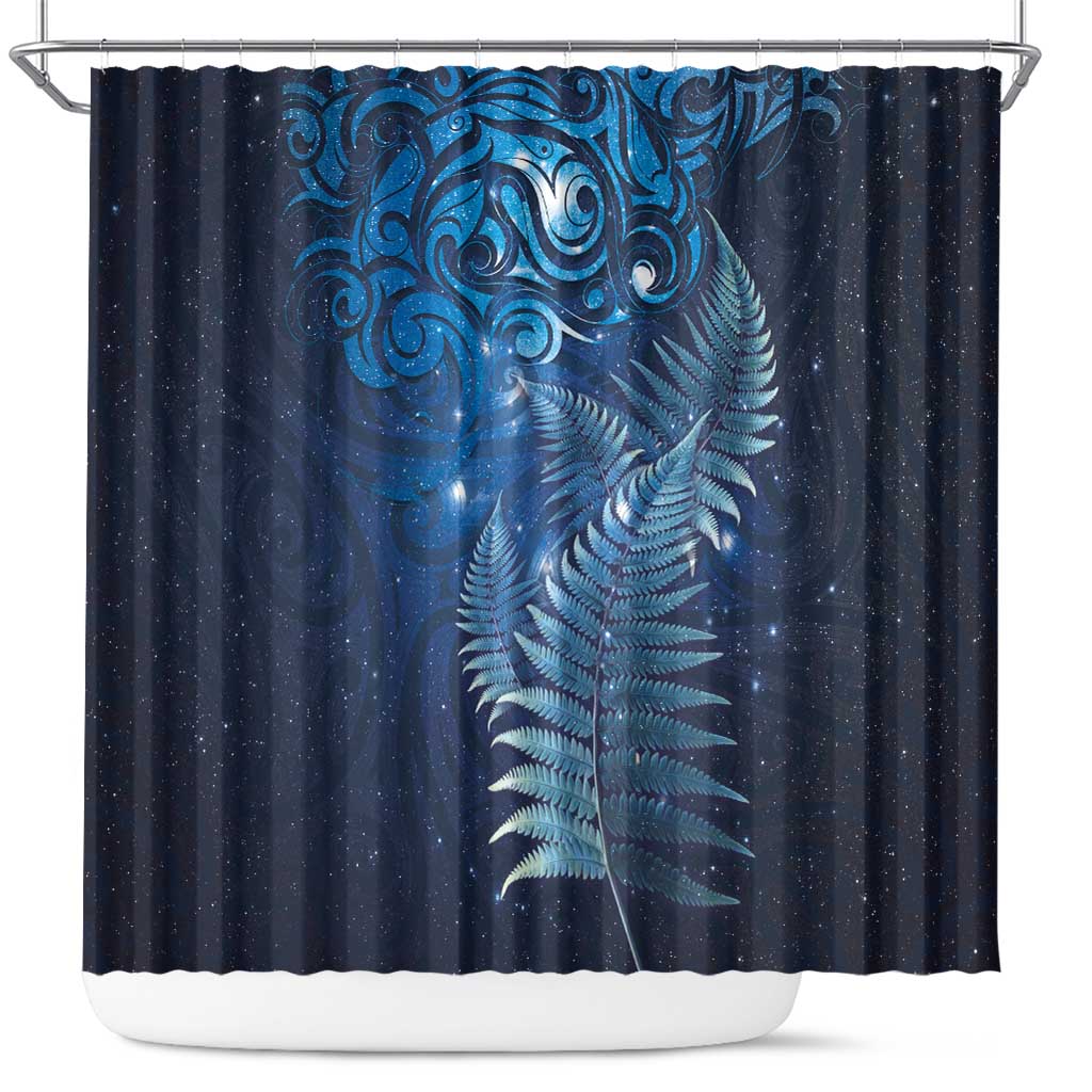 Matariki New Zealand Maori Silver Fern Shower Curtain Galaxy Blue Sky Style