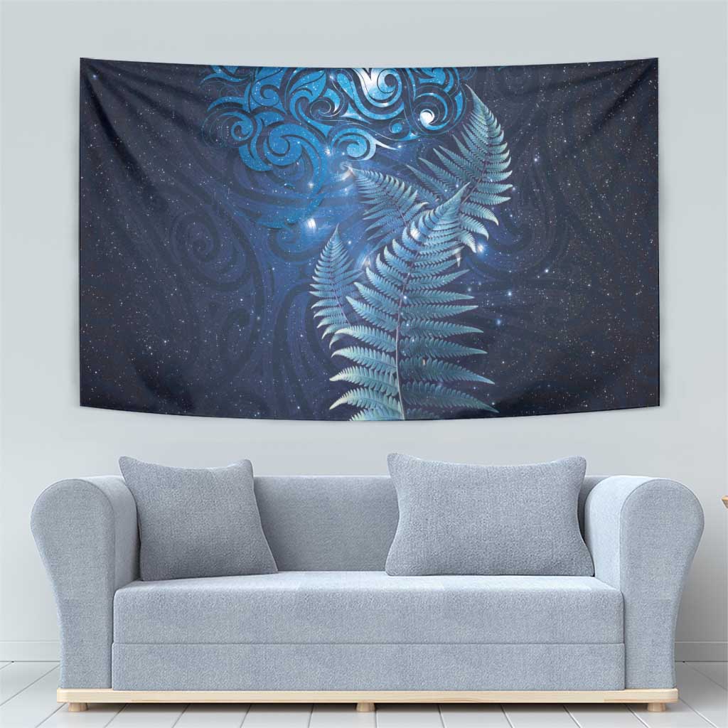 Matariki New Zealand Maori Silver Fern Tapestry Galaxy Blue Sky Style