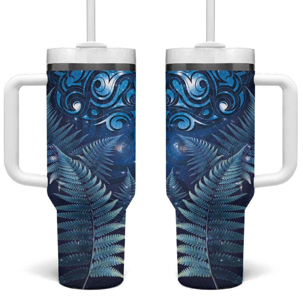 Matariki New Zealand Maori Silver Fern Tumbler With Handle Galaxy Blue Sky Style