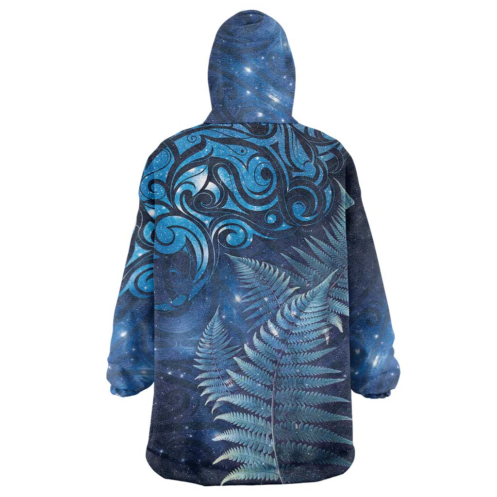 Matariki New Zealand Maori Silver Fern Wearable Blanket Hoodie Galaxy Blue Sky Style