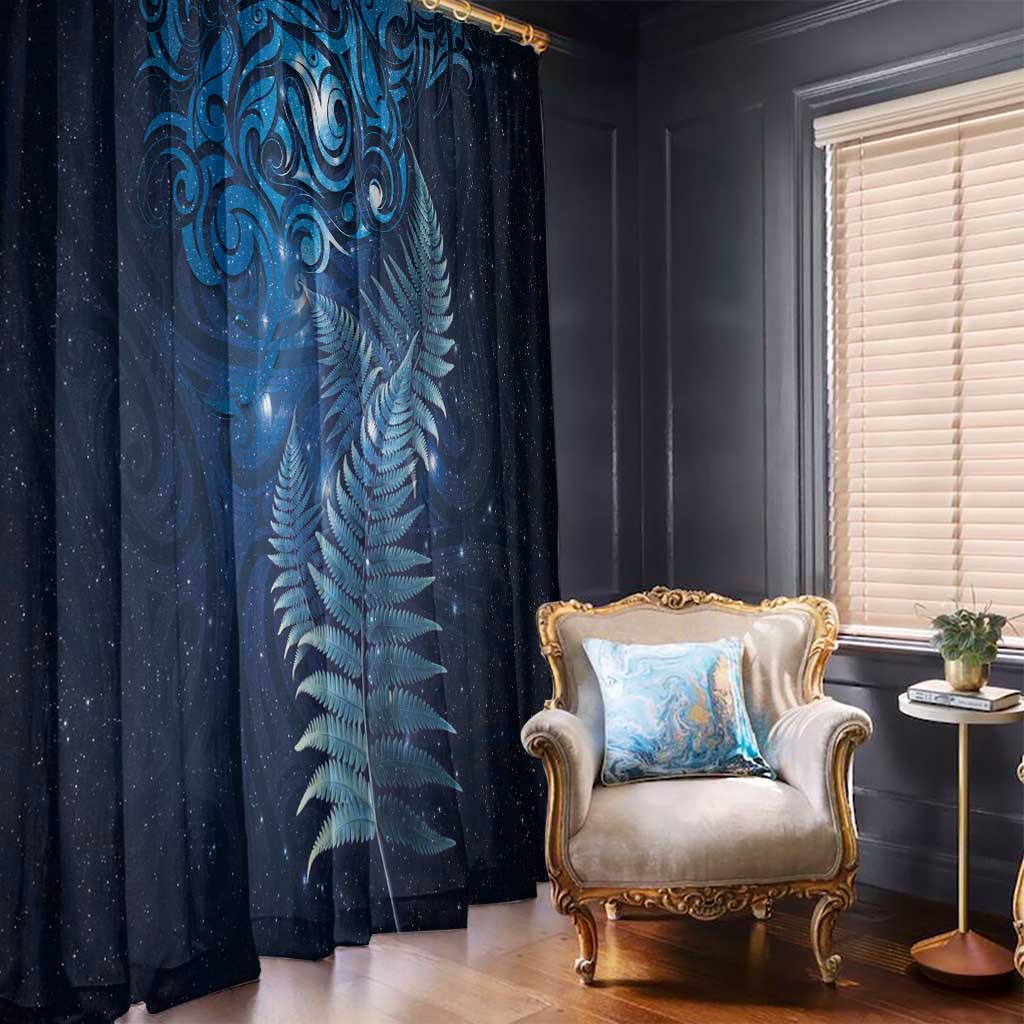 Matariki New Zealand Maori Silver Fern Window Curtain Galaxy Blue Sky Style