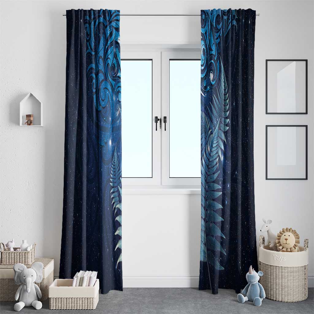 Matariki New Zealand Maori Silver Fern Window Curtain Galaxy Blue Sky Style