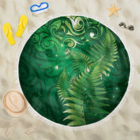 Matariki New Zealand Maori Silver Fern Beach Blanket Galaxy Green Sky Style