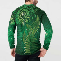 Matariki New Zealand Maori Silver Fern Button Sweatshirt Galaxy Green Sky Style