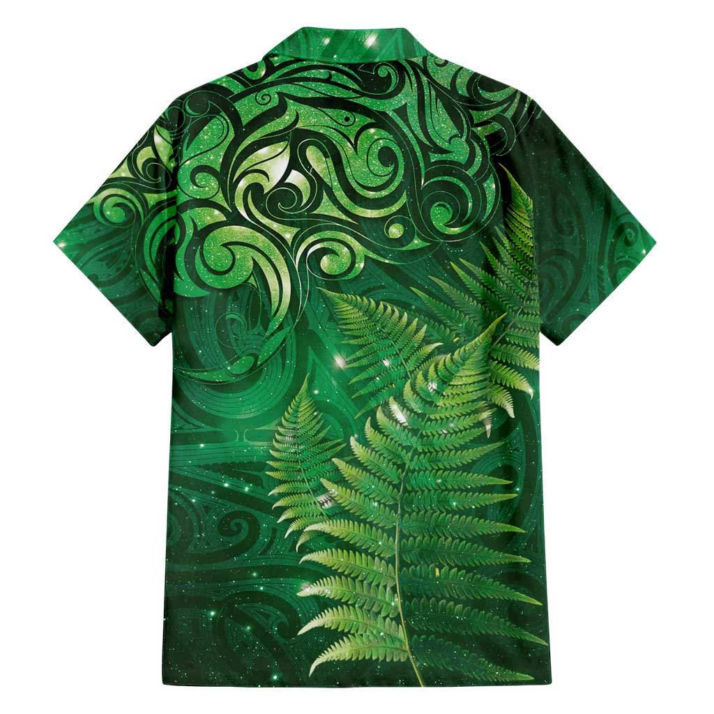 Matariki New Zealand Maori Silver Fern Family Matching Short Sleeve Bodycon Dress and Hawaiian Shirt Galaxy Green Sky Style