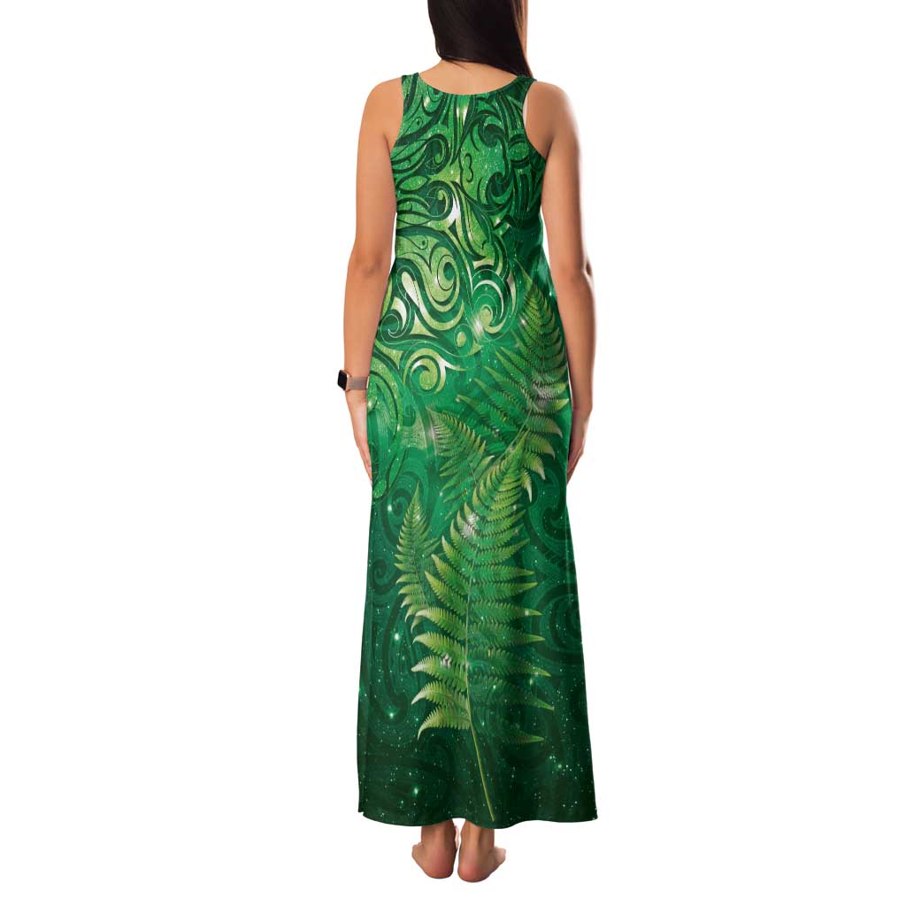 Matariki New Zealand Maori Silver Fern Family Matching Tank Maxi Dress and Hawaiian Shirt Galaxy Green Sky Style