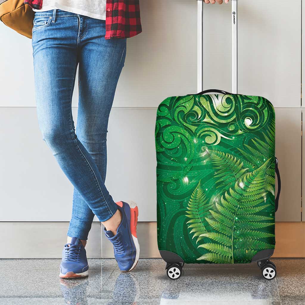 Matariki New Zealand Maori Silver Fern Luggage Cover Galaxy Green Sky Style