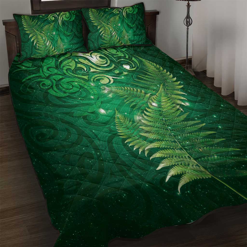 Matariki New Zealand Maori Silver Fern Quilt Bed Set Galaxy Green Sky Style