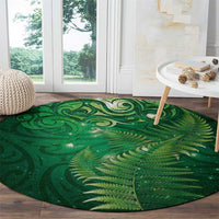 Matariki New Zealand Maori Silver Fern Round Carpet Galaxy Green Sky Style