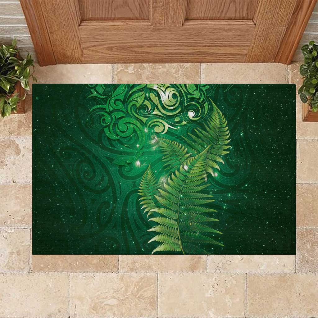 Matariki New Zealand Maori Silver Fern Rubber Doormat Galaxy Green Sky Style