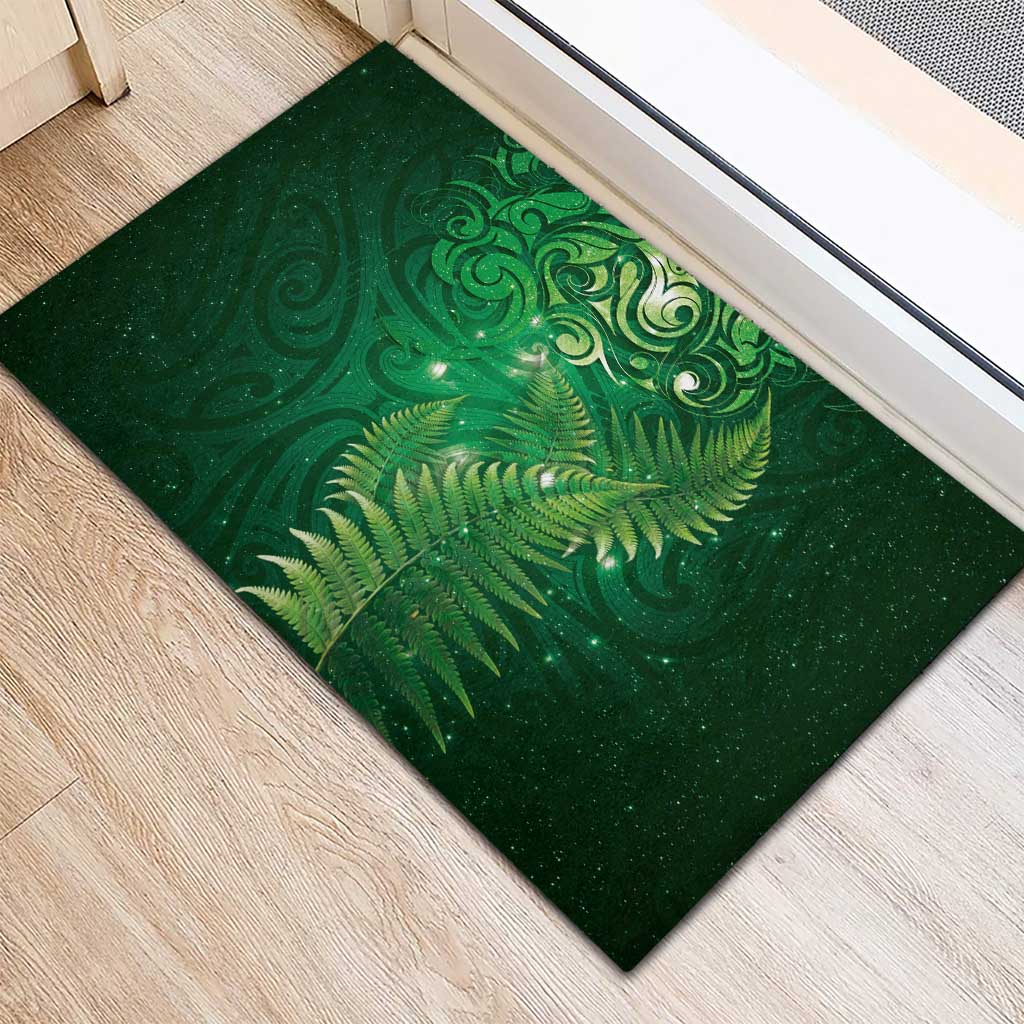 Matariki New Zealand Maori Silver Fern Rubber Doormat Galaxy Green Sky Style