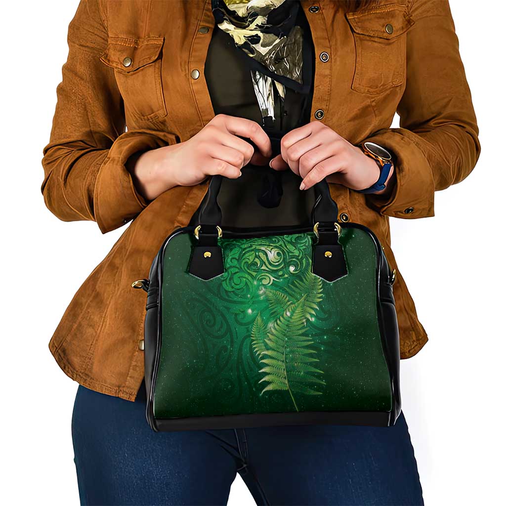 Matariki New Zealand Maori Silver Fern Shoulder Handbag Galaxy Green Sky Style