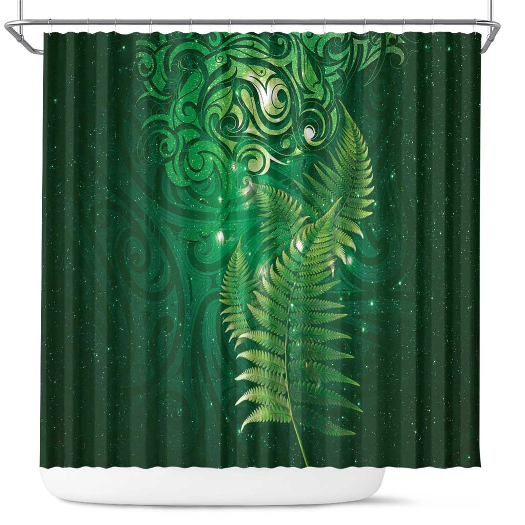 Matariki New Zealand Maori Silver Fern Shower Curtain Galaxy Green Sky Style