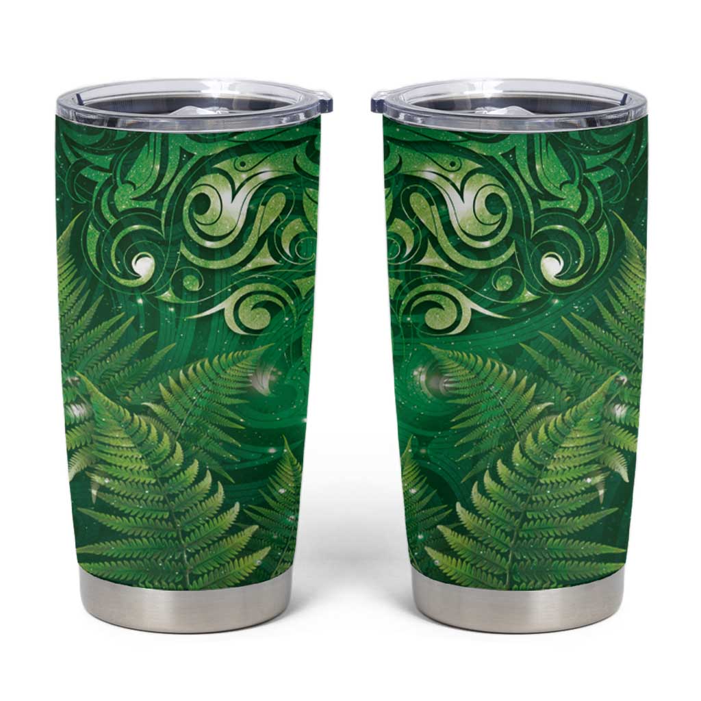 Matariki New Zealand Maori Silver Fern Tumbler Cup Galaxy Green Sky Style