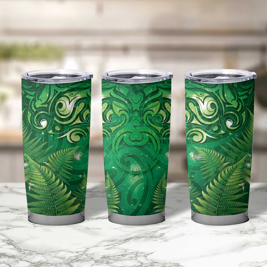 Matariki New Zealand Maori Silver Fern Tumbler Cup Galaxy Green Sky Style